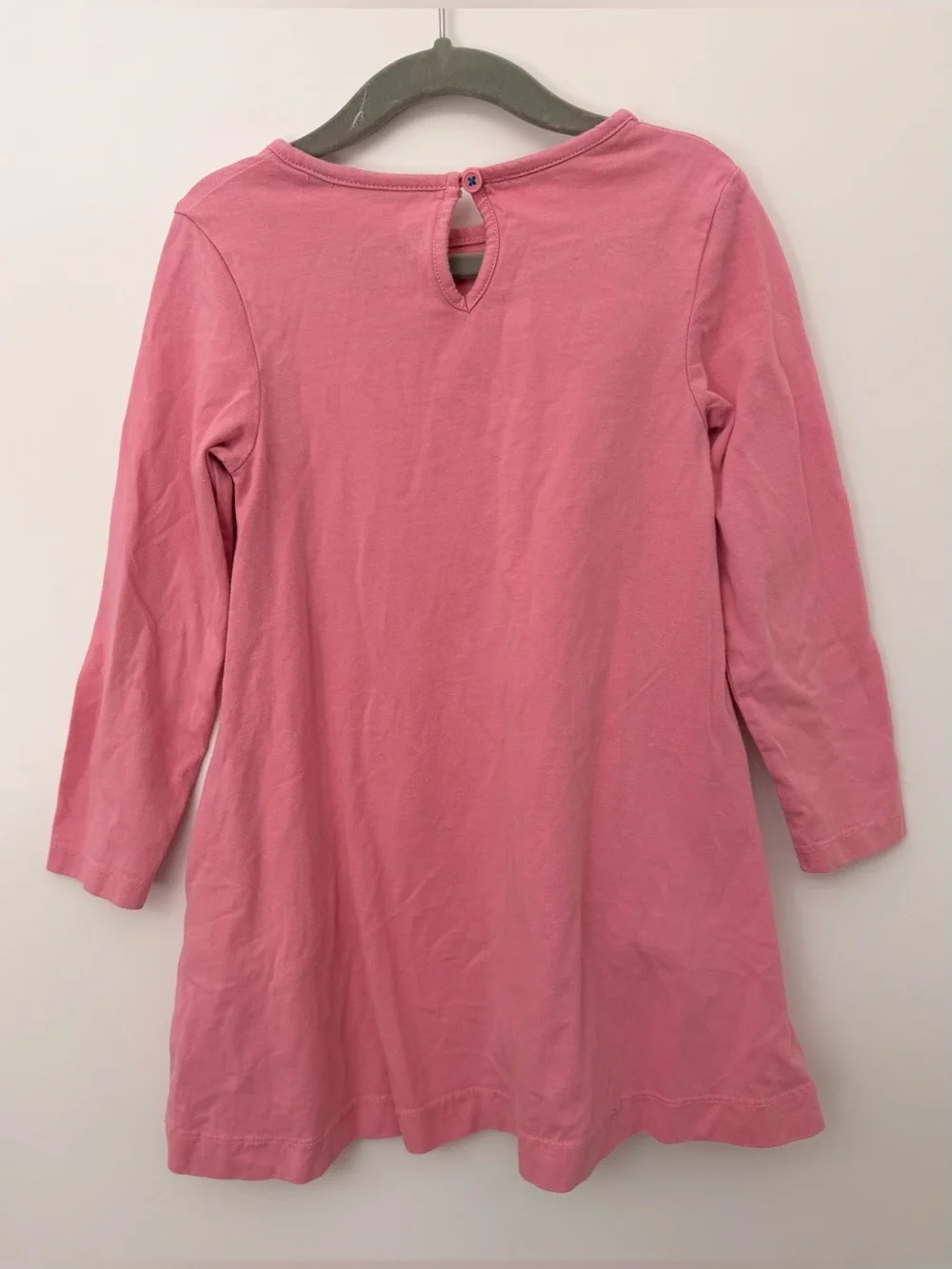 Mini Boden girls 4-5 pink dress with ballerina bunny appliqué, 100% cotton.